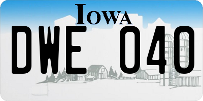 IA license plate DWE040