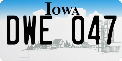 IA license plate DWE047