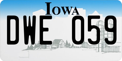 IA license plate DWE059