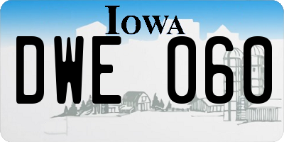 IA license plate DWE060