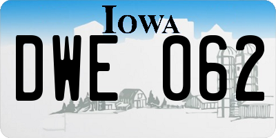 IA license plate DWE062