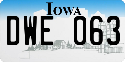 IA license plate DWE063