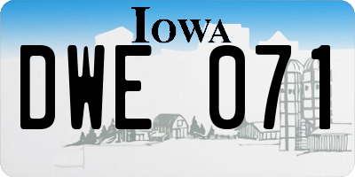 IA license plate DWE071