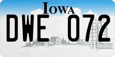 IA license plate DWE072