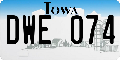 IA license plate DWE074