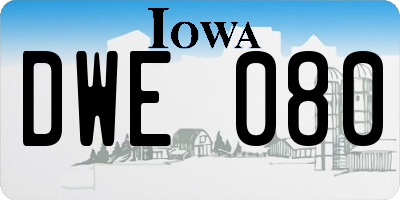 IA license plate DWE080