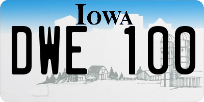 IA license plate DWE100