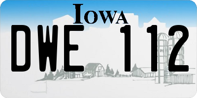 IA license plate DWE112