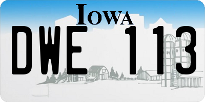 IA license plate DWE113