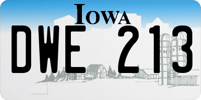 IA license plate DWE213