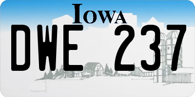 IA license plate DWE237