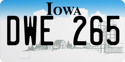 IA license plate DWE265