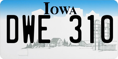 IA license plate DWE310