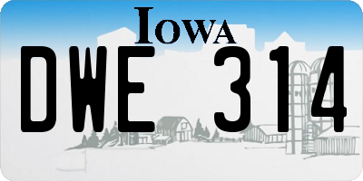 IA license plate DWE314