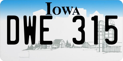 IA license plate DWE315