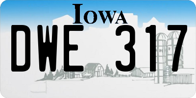 IA license plate DWE317
