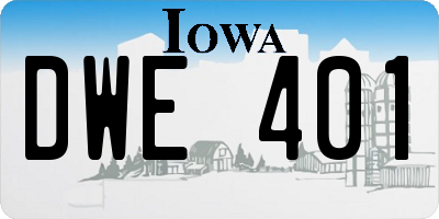 IA license plate DWE401