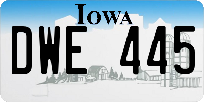 IA license plate DWE445