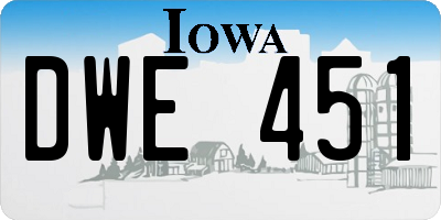 IA license plate DWE451