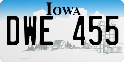 IA license plate DWE455