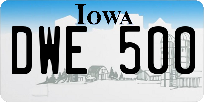 IA license plate DWE500