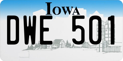 IA license plate DWE501