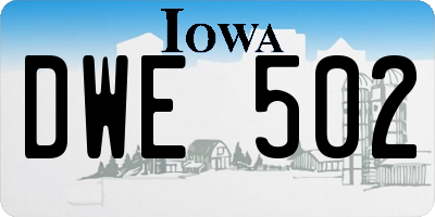 IA license plate DWE502