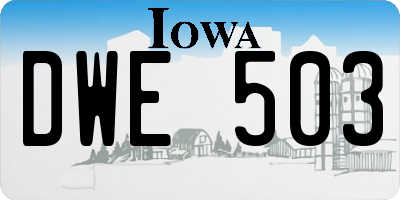 IA license plate DWE503