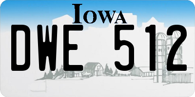 IA license plate DWE512
