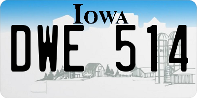 IA license plate DWE514