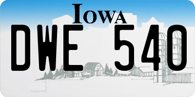 IA license plate DWE540