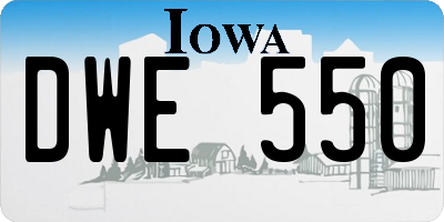 IA license plate DWE550