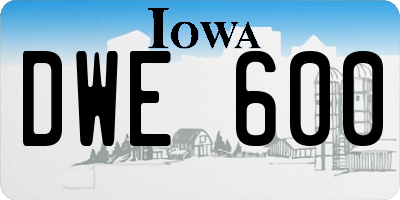 IA license plate DWE600