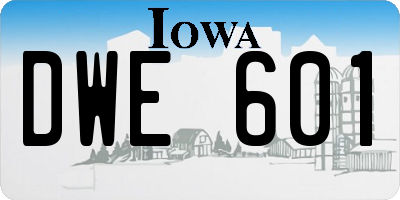 IA license plate DWE601