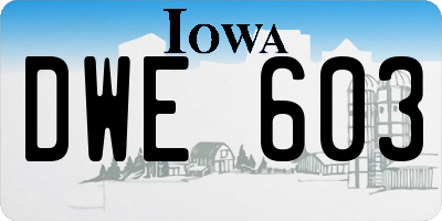 IA license plate DWE603