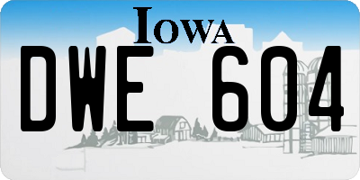 IA license plate DWE604