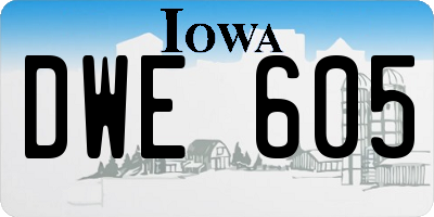 IA license plate DWE605