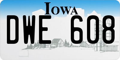 IA license plate DWE608