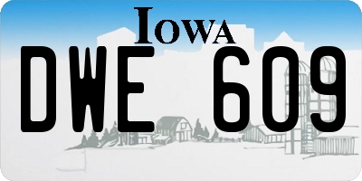 IA license plate DWE609