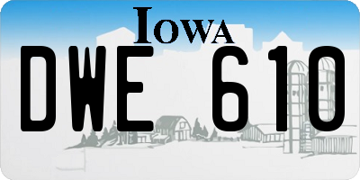 IA license plate DWE610