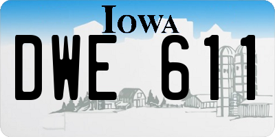 IA license plate DWE611