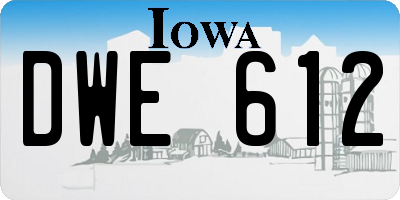 IA license plate DWE612