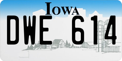 IA license plate DWE614