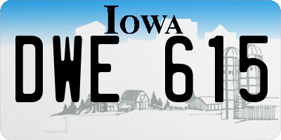 IA license plate DWE615