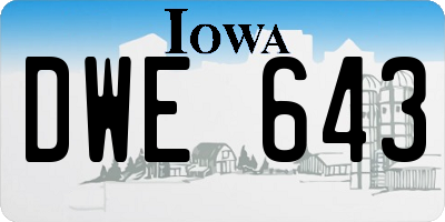 IA license plate DWE643