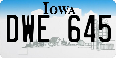 IA license plate DWE645