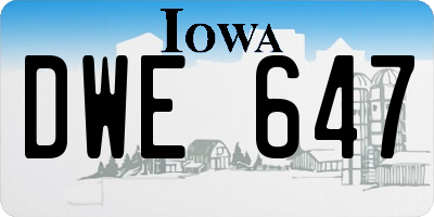 IA license plate DWE647