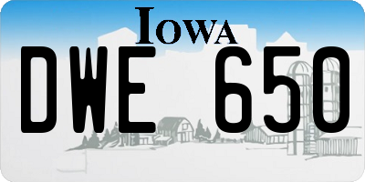 IA license plate DWE650