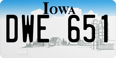 IA license plate DWE651