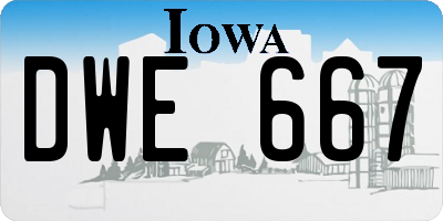 IA license plate DWE667